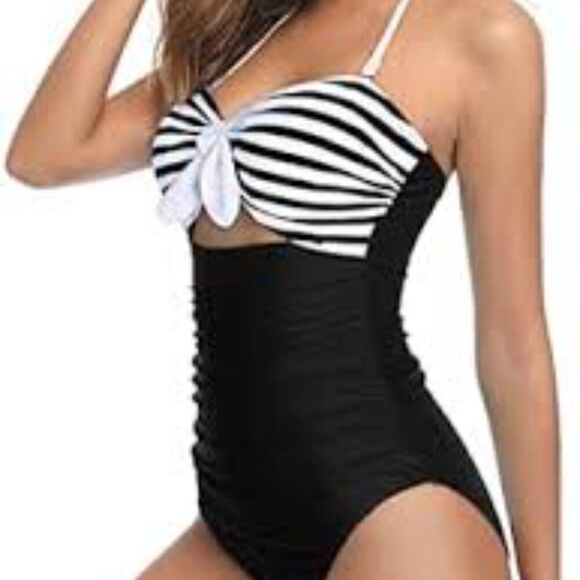 Tempt Me One Piece Swimsuit Tummy Control High Waist Halter Knot Front Size XL - Picture 1 of 7